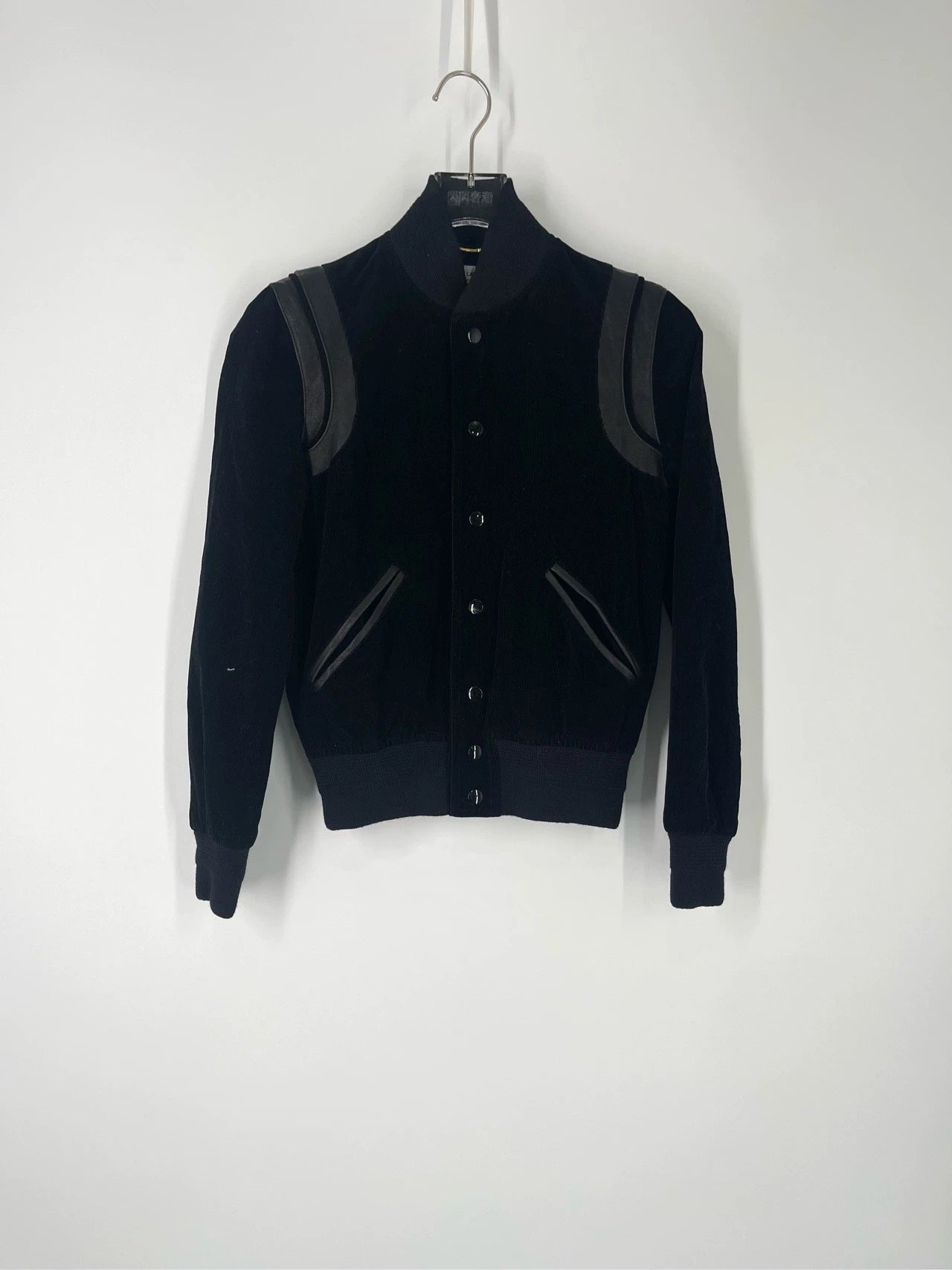 Saint Laurent Paris Leather baseball jersey