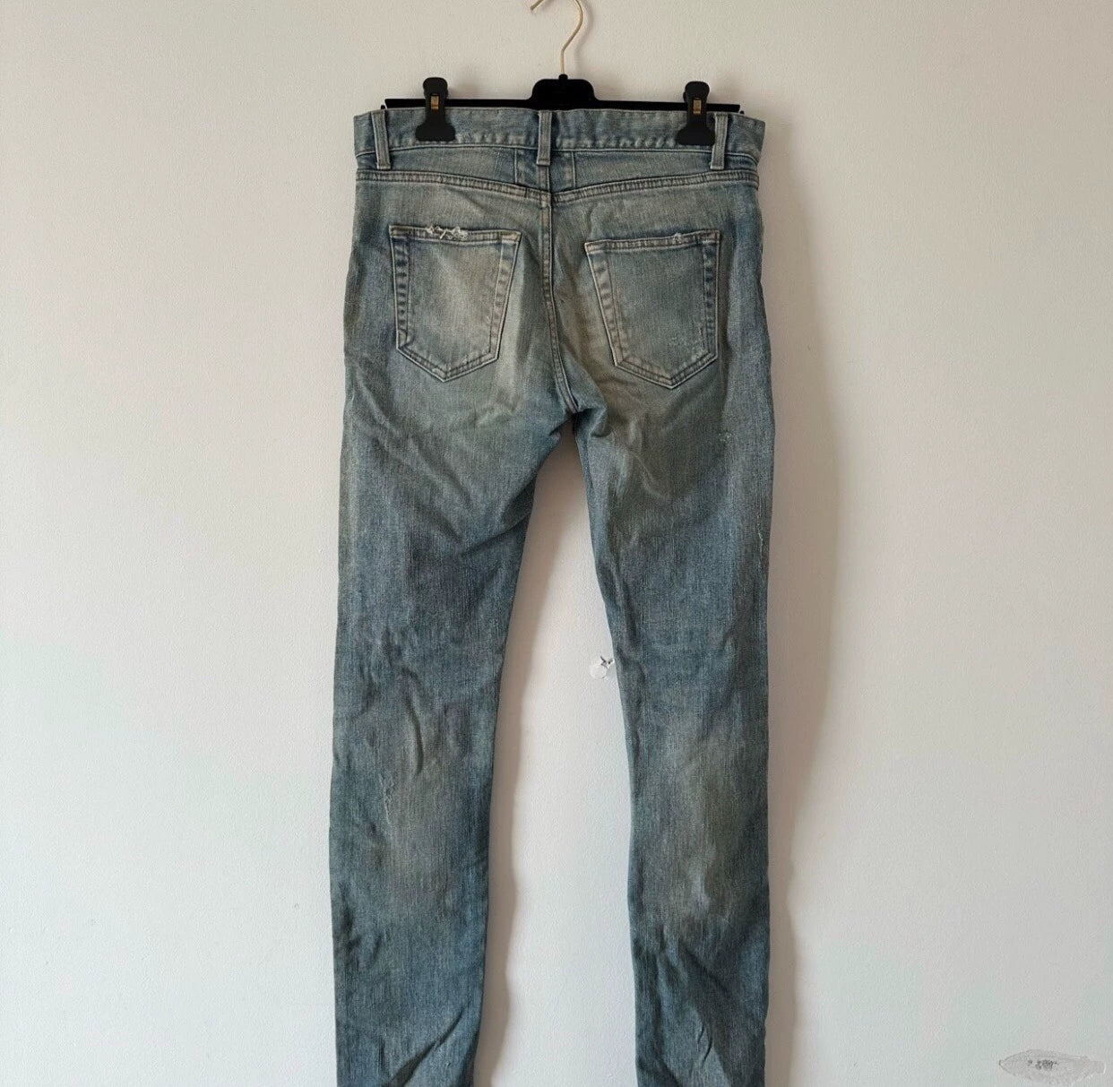 Saint Laurent Paris Ripped casual button slim fit jeans