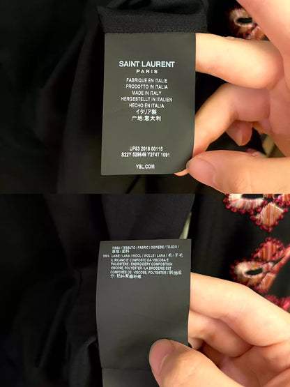 Saint Laurent Paris 18FW wool cherry blossom shirt