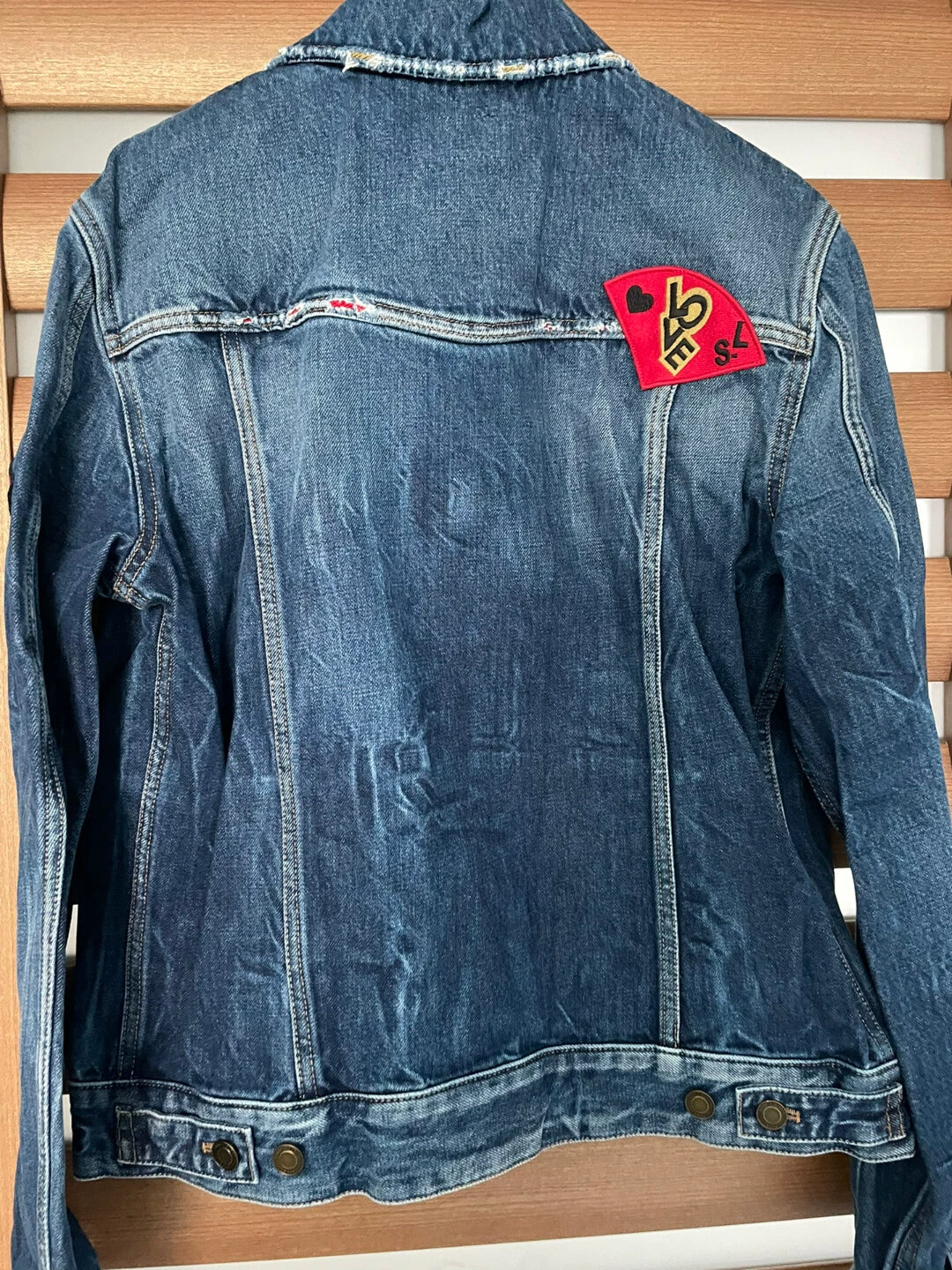 Saint Laurent Paris Embroidered denim jacket with decals