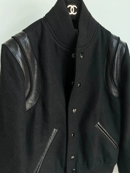 Saint Laurent Paris Black wool baseball jacket