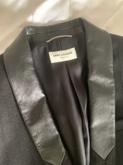 Saint Laurent Paris Leather collar cashmere suit