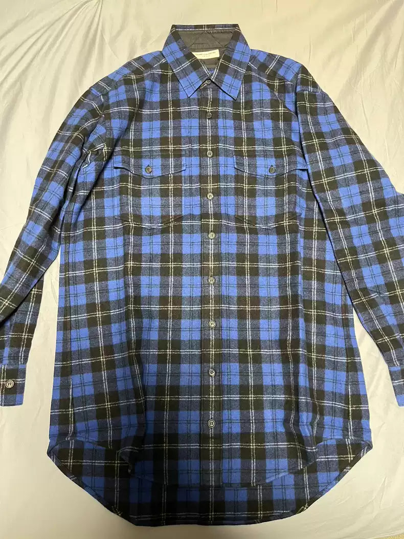 Saint Laurent Paris 13AW plaid wool shirt