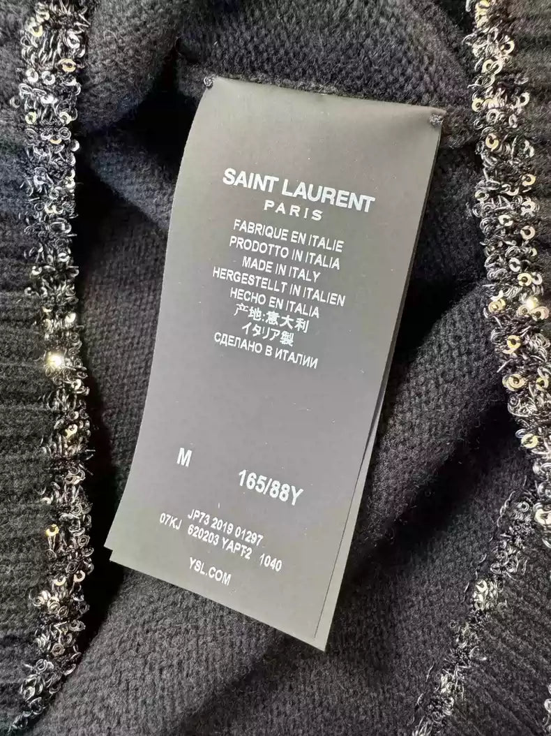 Saint Laurent Paris Black sequined knitted sweater