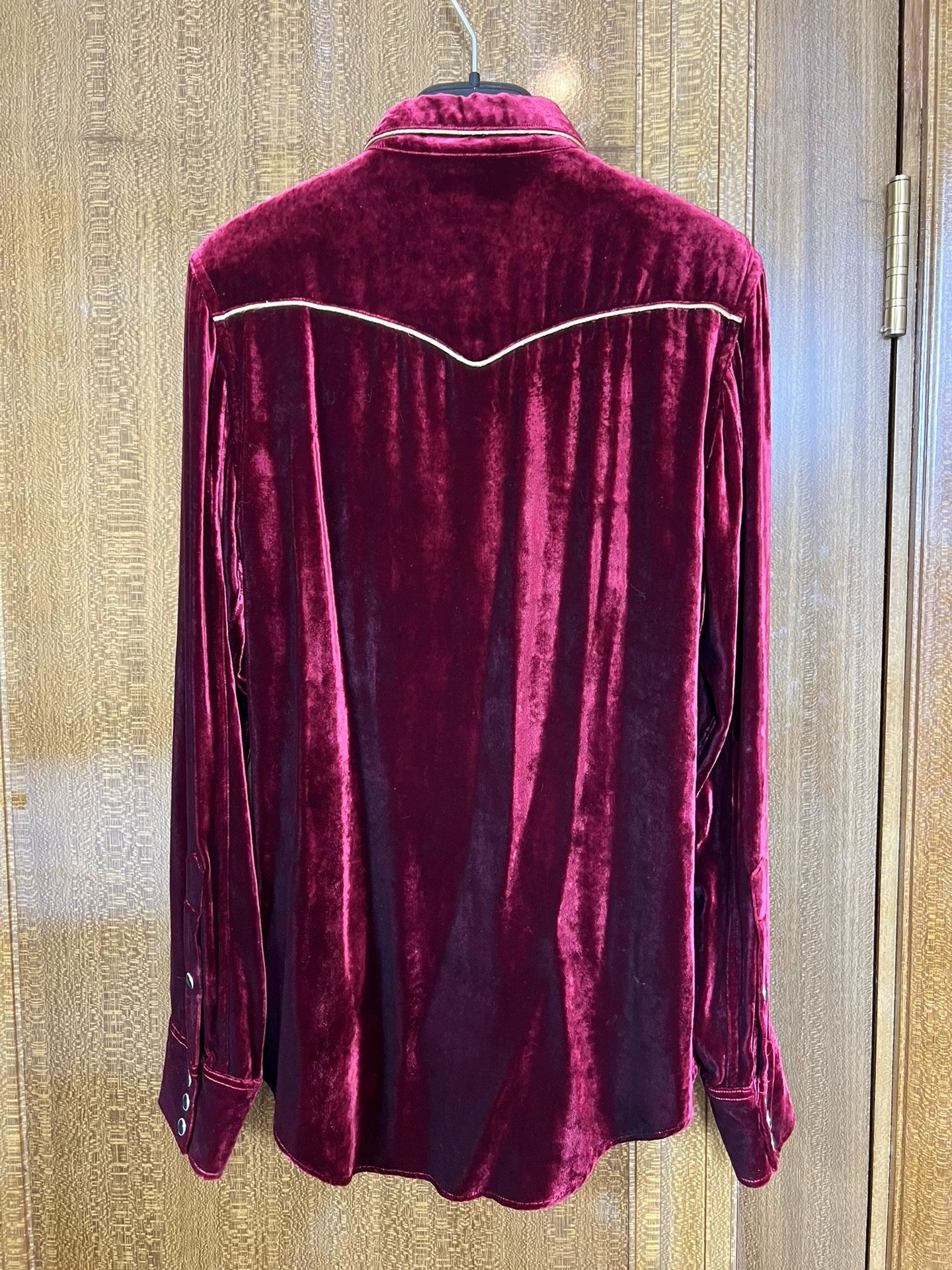 Saint Laurent Paris 16fw Red Velvet Gold Thread Palace Shirt