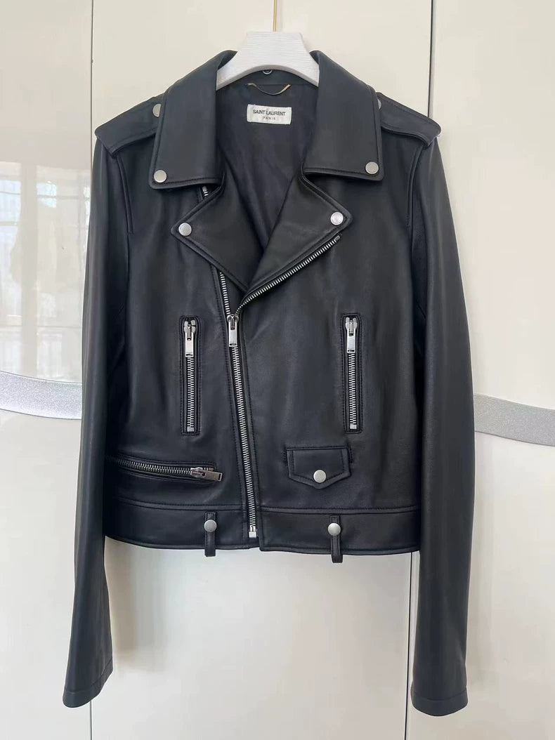 Classic Saint Laurent Motorcycle Jacket in Black