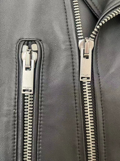 Classic Saint Laurent Motorcycle Jacket in Black