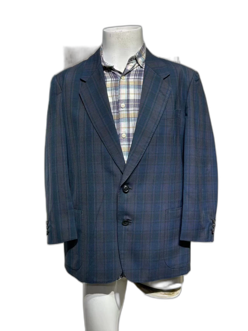 Givenchy Blue Plaid Men's Suit Jacket