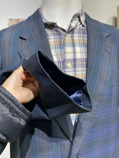 Givenchy Blue Plaid Men's Suit Jacket