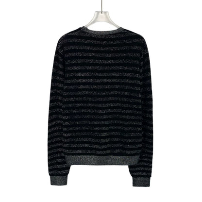Saint Laurent Black and Silver Striped Sweater