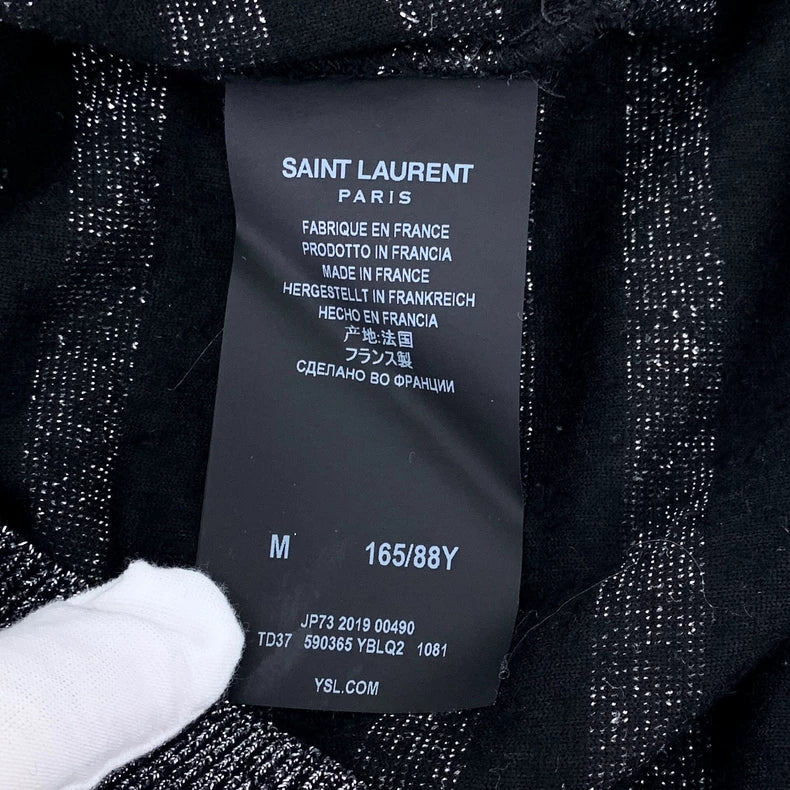 Saint Laurent Black and Silver Striped Sweater