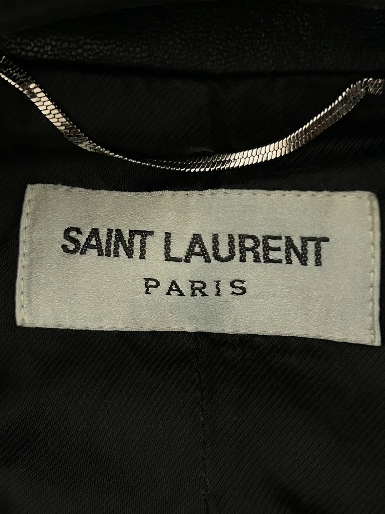 Saint Laurent Black Wool Leather Zip Jacket