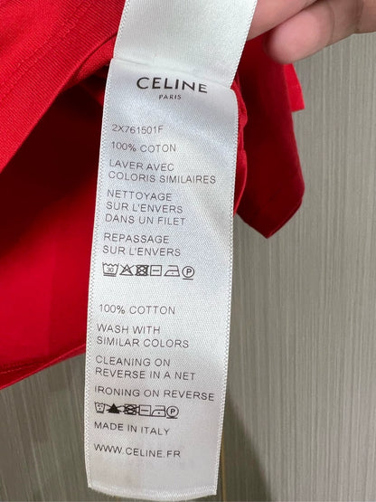 Celine Red Short Sleeve Logo Crop Top