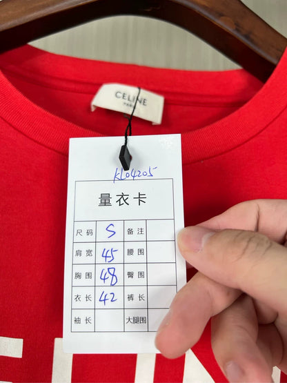 Celine Red Short Sleeve Logo Crop Top