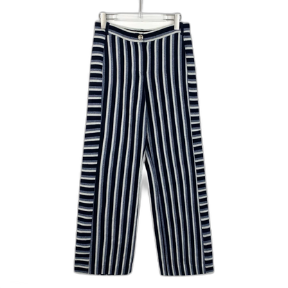 Chanel Striped Wide Leg Wool Pants