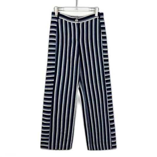 Chanel Striped Wide Leg Wool Pants