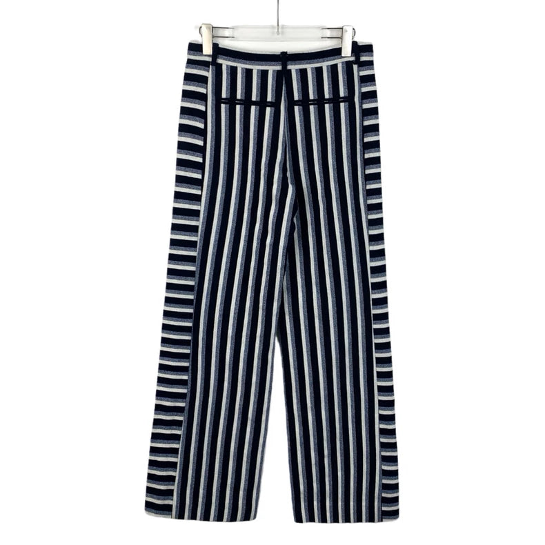 Chanel Striped Wide Leg Wool Pants