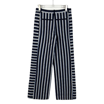 Chanel Striped Wide Leg Wool Pants