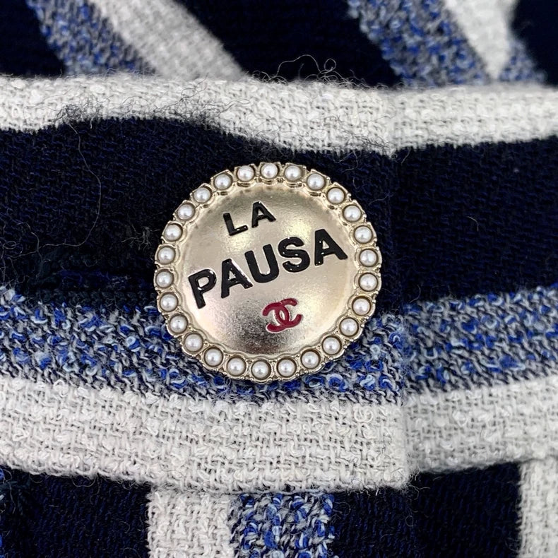 Chanel Striped Wide Leg Wool Pants