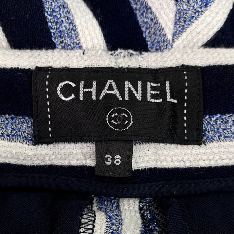 Chanel Striped Wide Leg Wool Pants