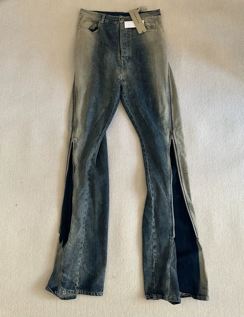Gradient Blue Zip Pants by Rick Owens