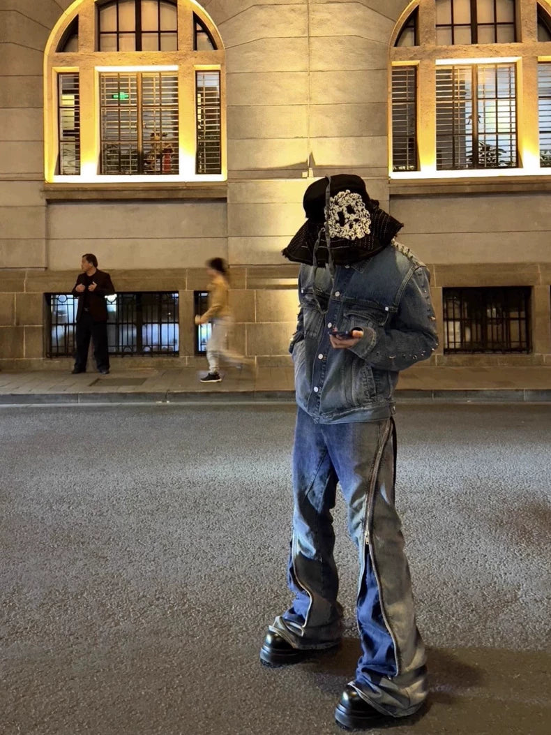 Gradient Blue Zip Pants by Rick Owens