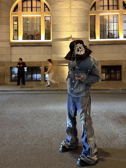 Gradient Blue Zip Pants by Rick Owens