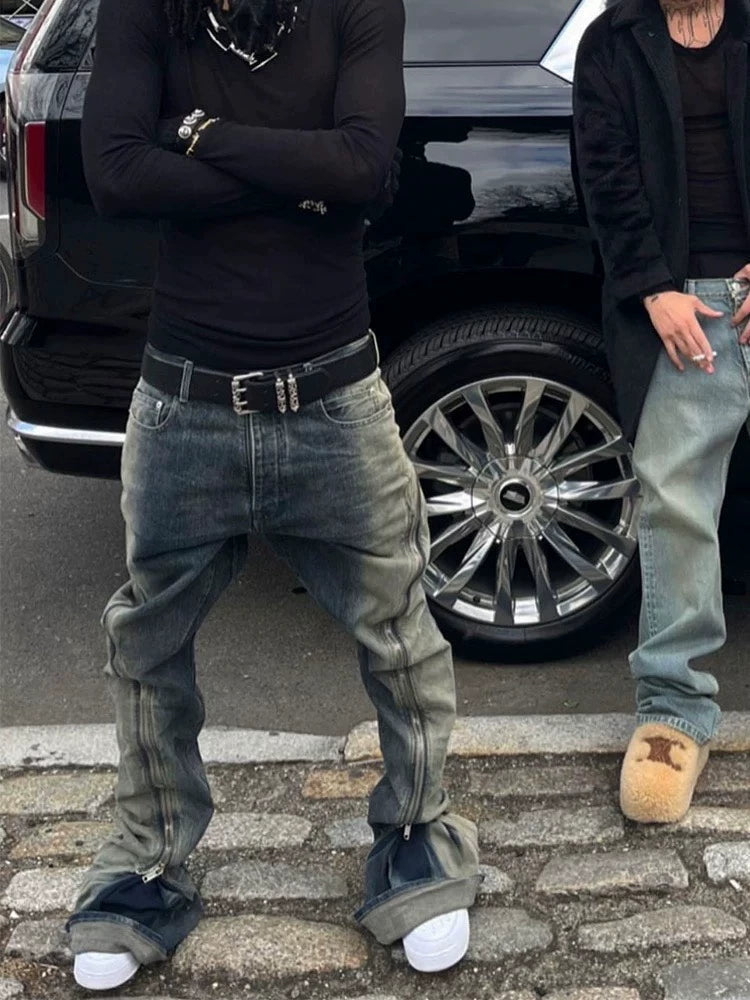 Gradient Blue Zip Pants by Rick Owens