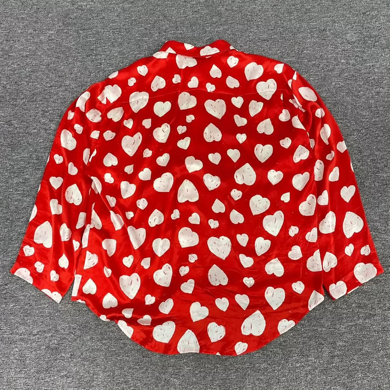 Balenciaga Heart Print Long Sleeve Shirt