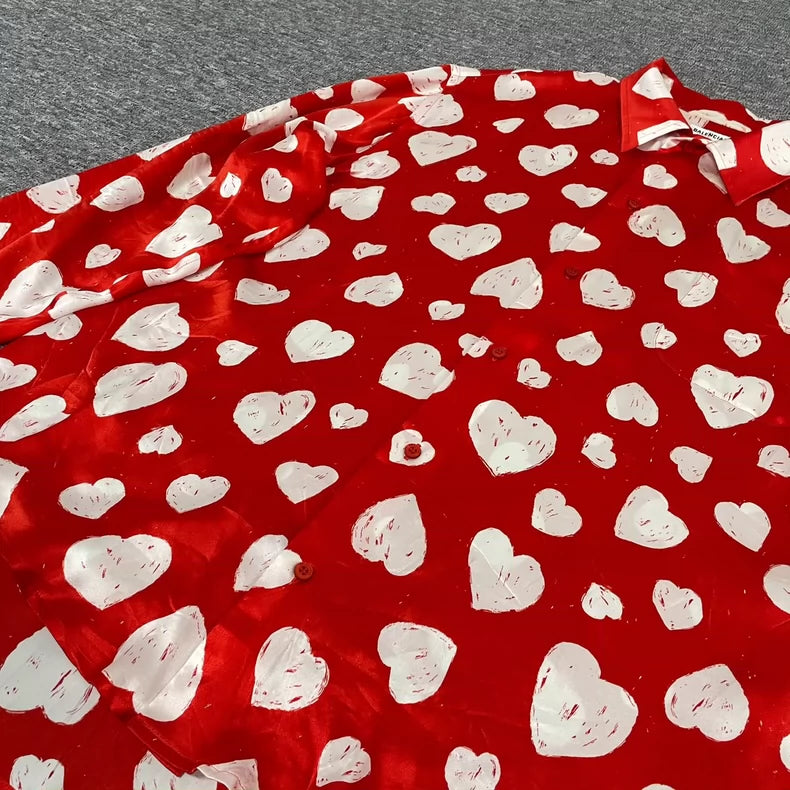 Balenciaga Heart Print Long Sleeve Shirt