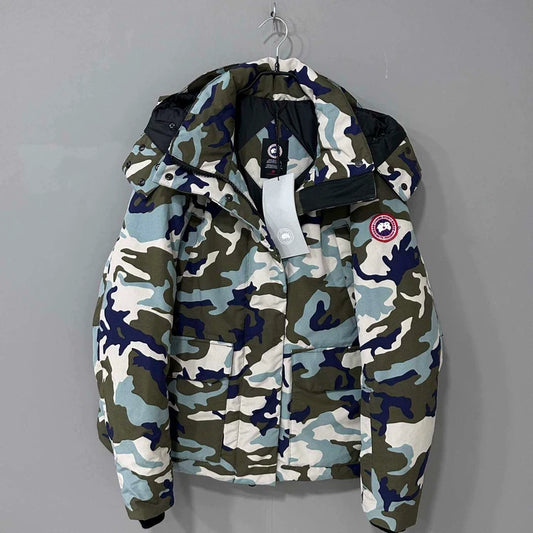Camo Logo Hooded Down Jacket-yf