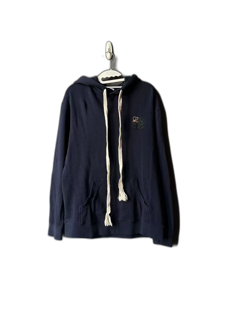 Loewe Navy Blue Embroidered Logo Hoodie