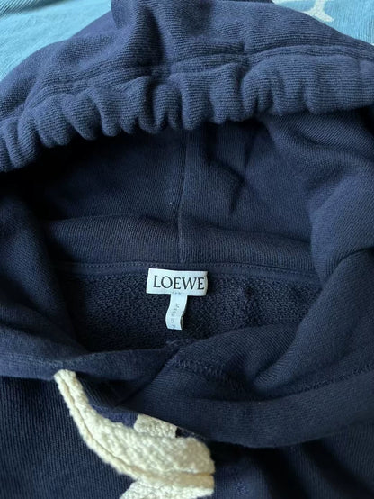 Loewe Navy Blue Embroidered Logo Hoodie