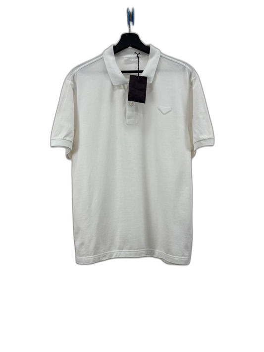 Prada White Logo Polo Shirt Size XL