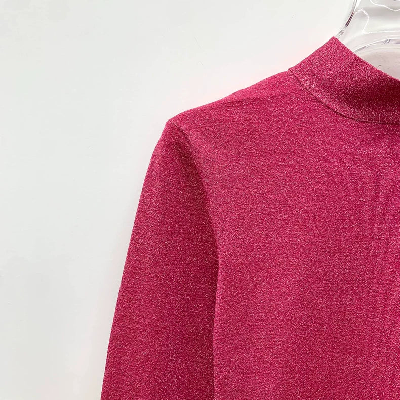 Pink Long Sleeve Top with Bow Tie