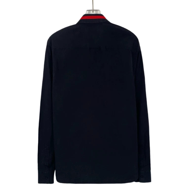 Givenchy Black Collared Star Embroidered Shirt