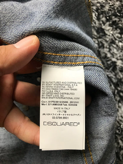 dsquared2 leather sleeve denim jacket
