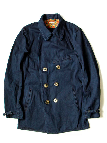 vintage blue denim peacoat by kapital