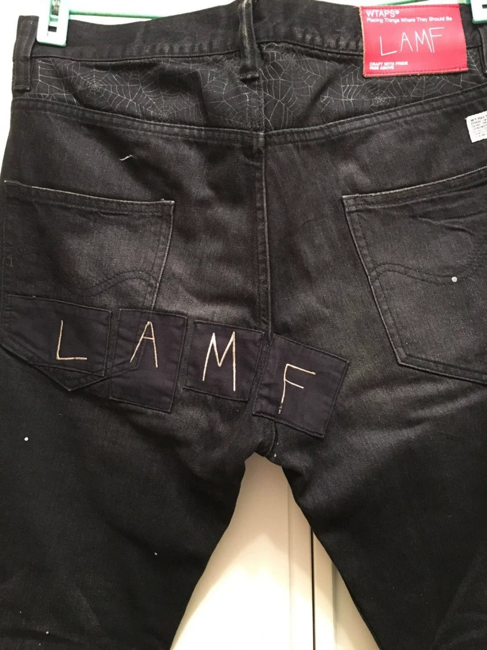 WTAPS LAMF Black Patched Jeans