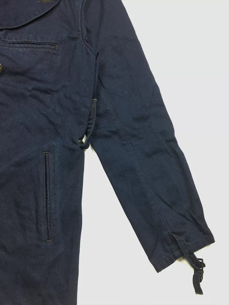vintage blue denim peacoat by kapital