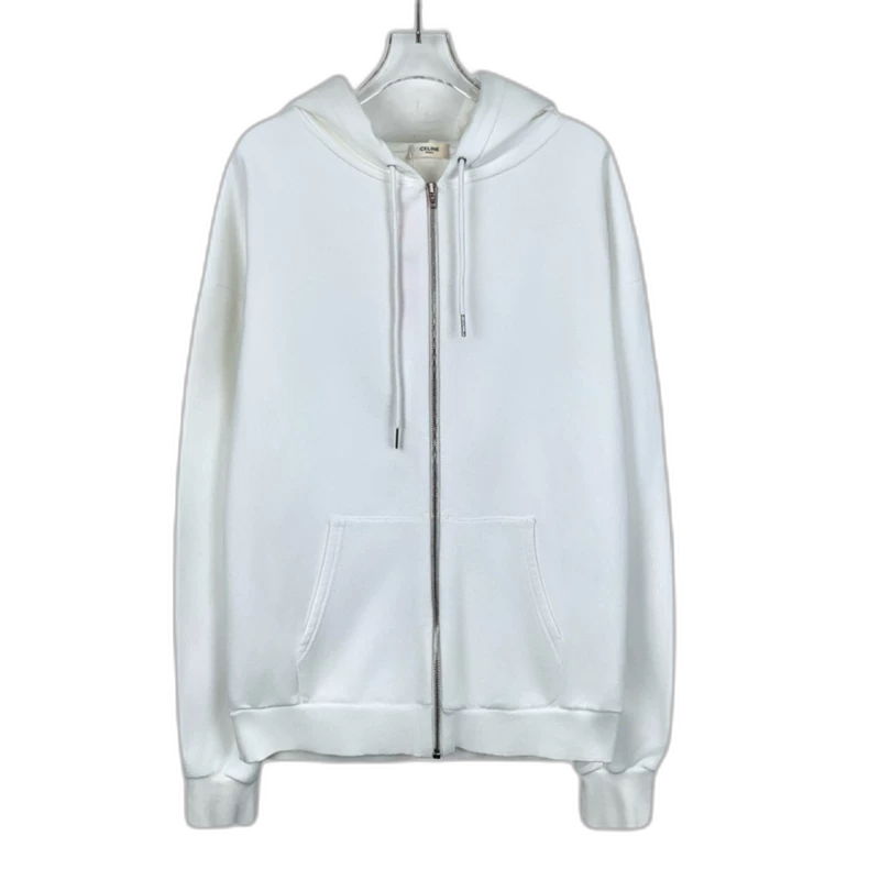Celine White Logo Print Hoodie L Size