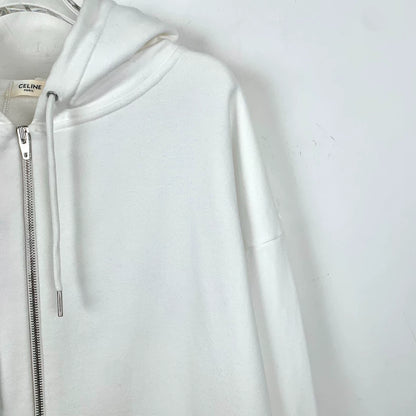 Celine White Logo Print Hoodie L Size