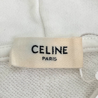 Celine White Logo Print Hoodie L Size