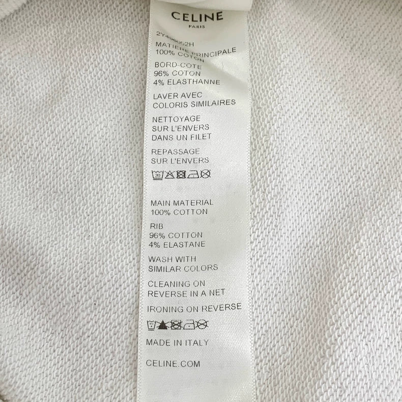 Celine White Logo Print Hoodie L Size