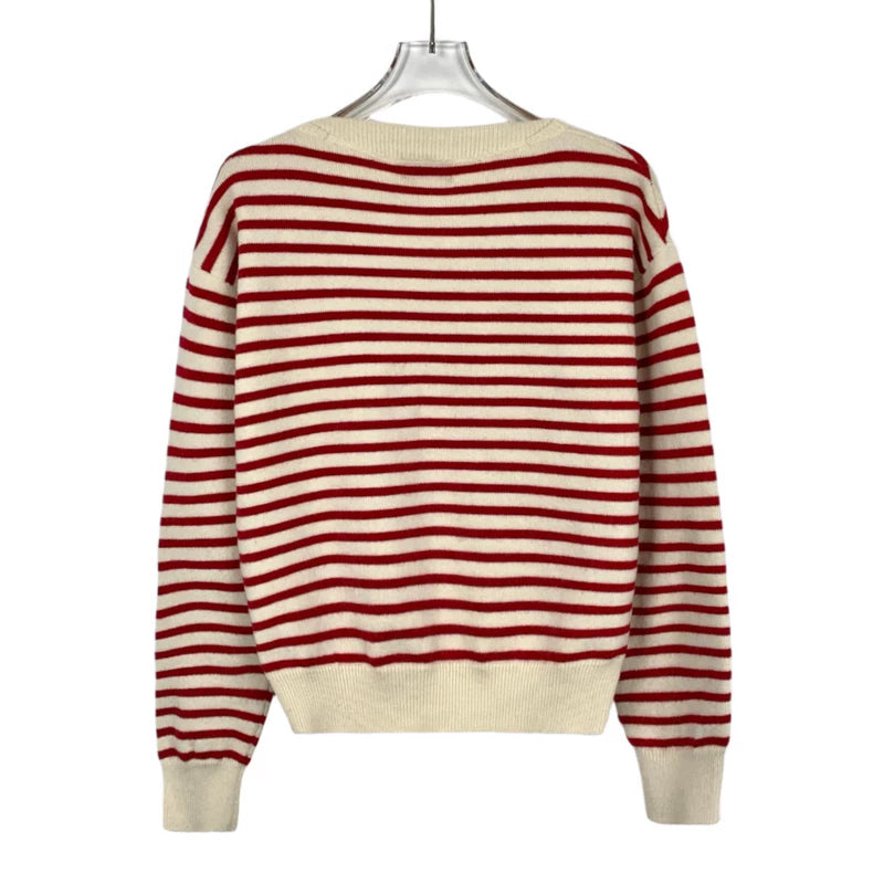 Celine Striped Logo Wool Long Sleeve Sweatshirt
