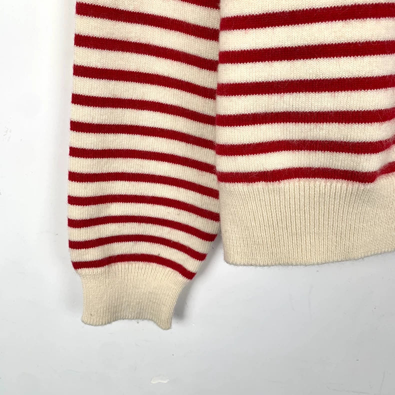 Celine Striped Logo Wool Long Sleeve Sweatshirt