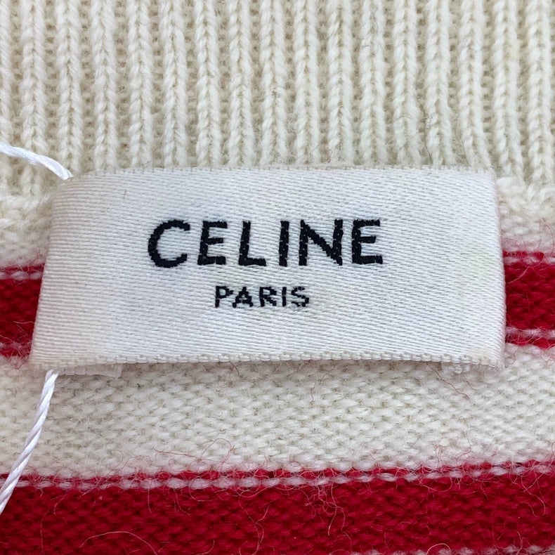 Celine Striped Logo Wool Long Sleeve Sweatshirt