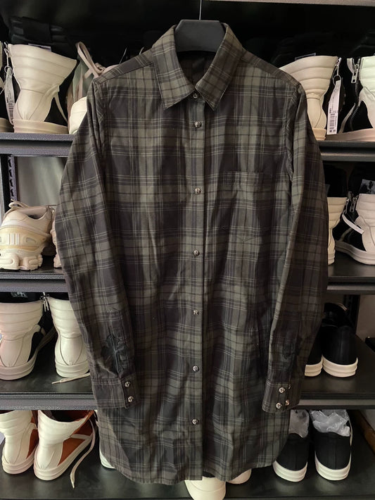 Chrome Hearts Plaid Silver Button Long Sleeve Shirt-yf