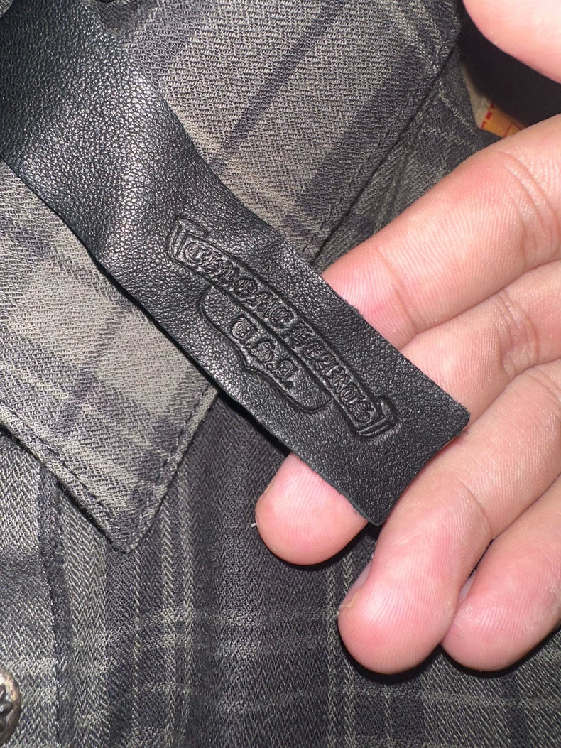 Chrome Hearts Plaid Silver Button Long Sleeve Shirt-yf