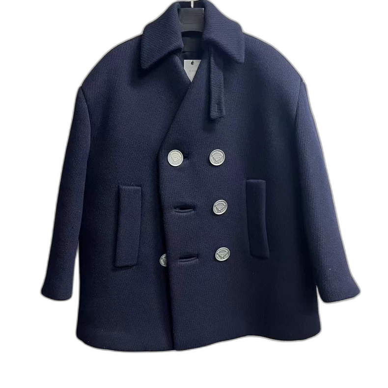 Prada Navy Blue Wool Jacket Coat